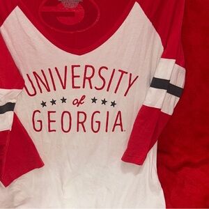 Pressbox Red and White University of Georgia Long Sleeve Tee